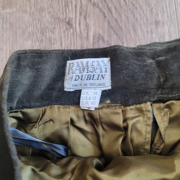 Vintagd Dark Olive Velvet Maxi Skirt - Picture 6 of 9